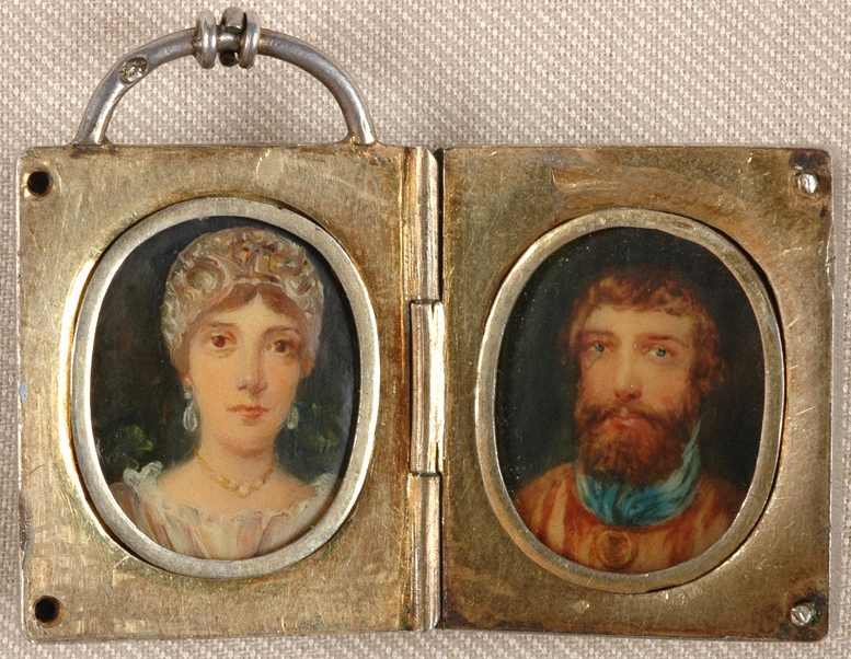 Silver Locket With Miniatures Of A Russian Merchant And His Wife by Michail Tikhonov, c.1819 